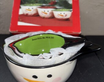 3 Snowman Measuring Cups “Jesus Fills Me With Joy” 1/3, 1/2, 1 Cups Baking set