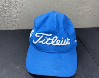 Titleist Pro V1 Adjustable Golf Cap Hat Blue Logo Embroidered Polyester Spandex