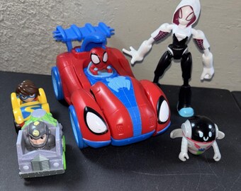 Spidey and His Amazing Friends Mini Cars Robot Gwen Figure Transform Car