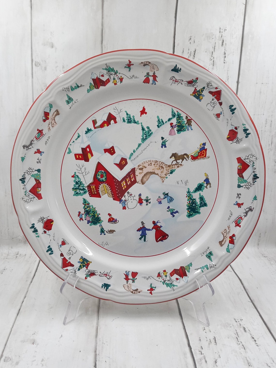 Vintage White Christmas Dinnerware Set by Farberware Red Barn Etsy