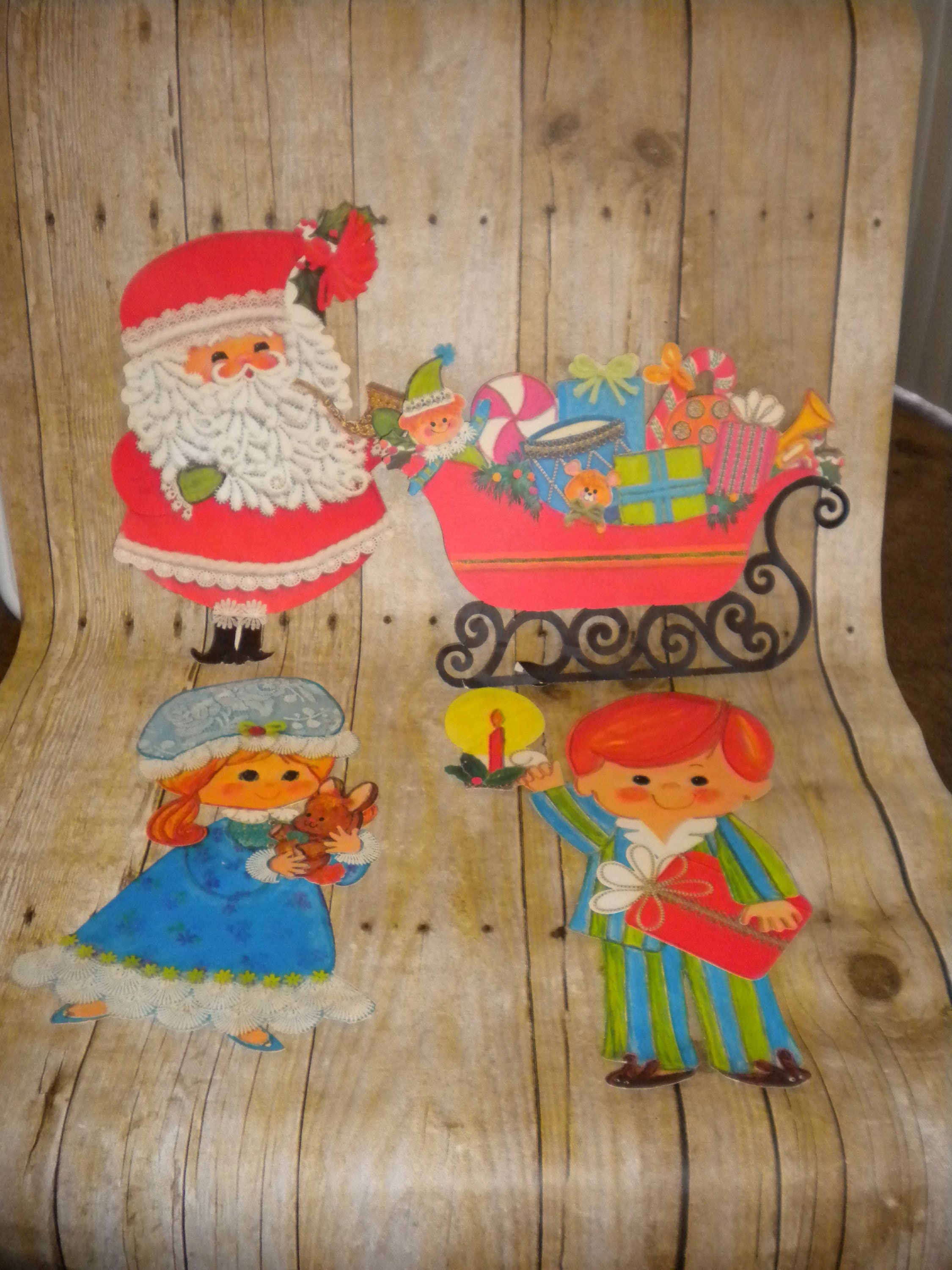 Vintage Christmas Wall Decorations Set of 5 Santa Claus Sleigh Etsy