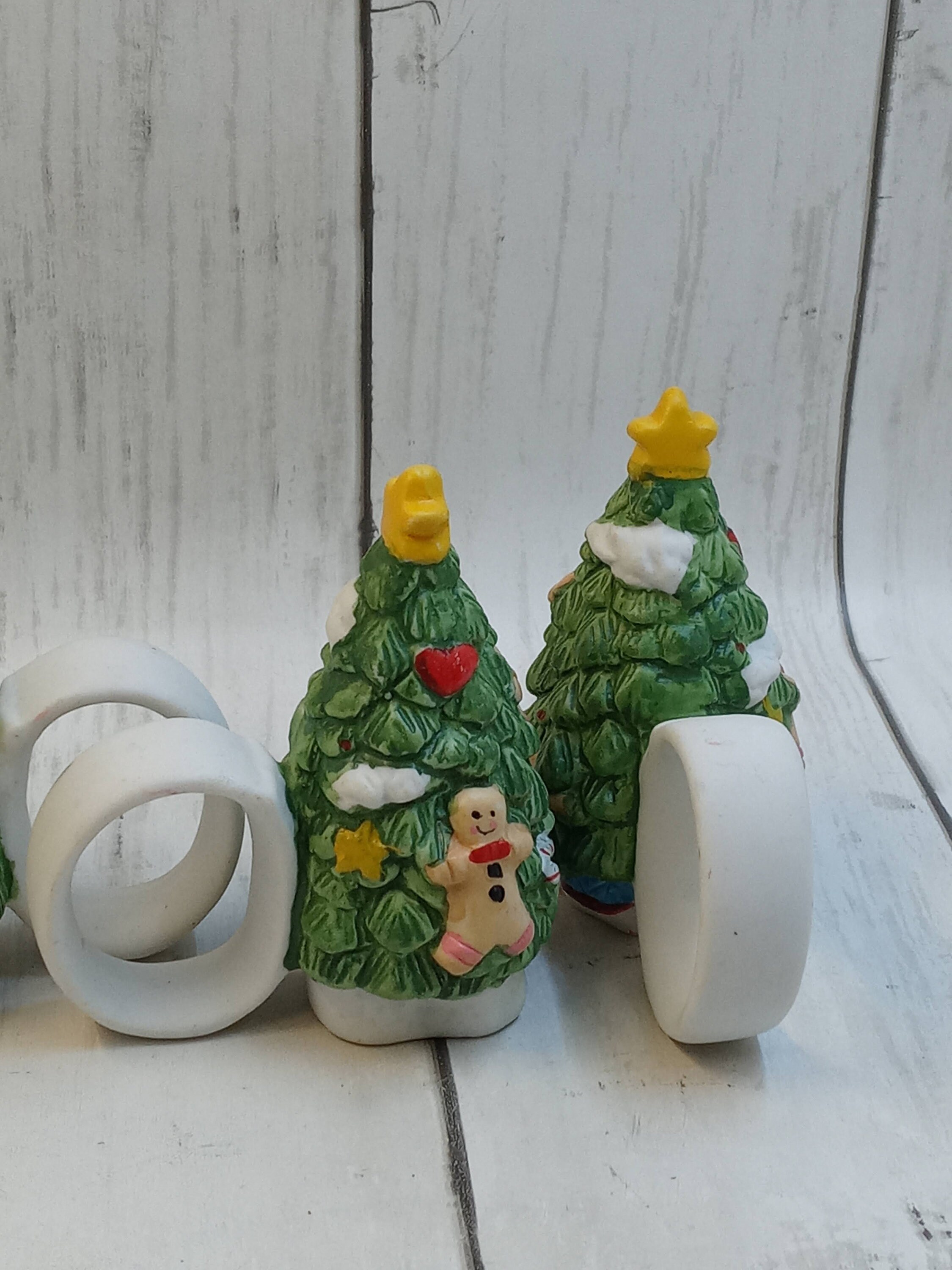 Vintage Ceramic Christmas Tree Napkin Ring Set of 4 Fun & Etsy