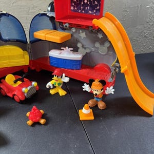 Mickey Mouse Clubhouse Playset Lot Firetruck RV Camper Farm Truck Jeep & Figures image 11