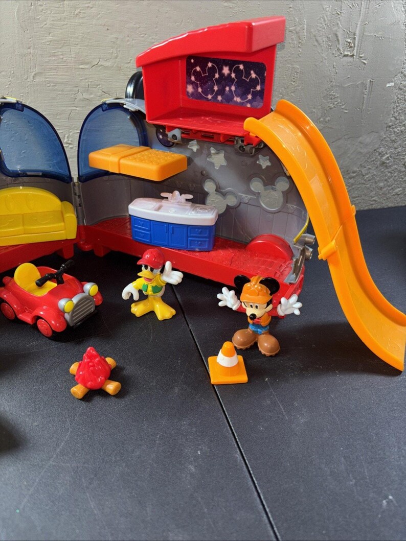 Mickey Mouse Clubhouse Playset Lot Firetruck RV Camper Farm Truck Jeep & Figures image 11