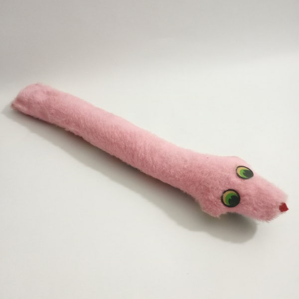 Vintage Pink Plush Snake Stuffed Animal Floral Belly Carnival Prize (mt)