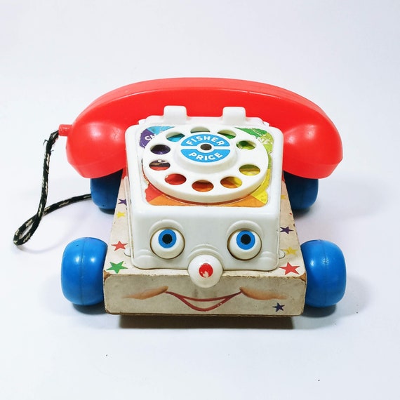 Vintage Fisher Price Chatter Telephone Pull Toy 747 Wooden Play Phone su2 