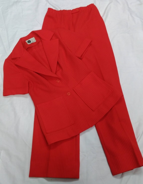 Vintage Fem-e Nits Orange 2 Pc Women Work Leisure Short Sleeves Suite  Lady's 1960s Pant Jacket W/ Belt Set Size 6 vs1 -  Canada