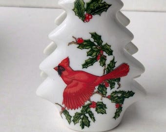 Vtg Christmas Cardinals By Lefton Napkin Holder Holly Berries Japan