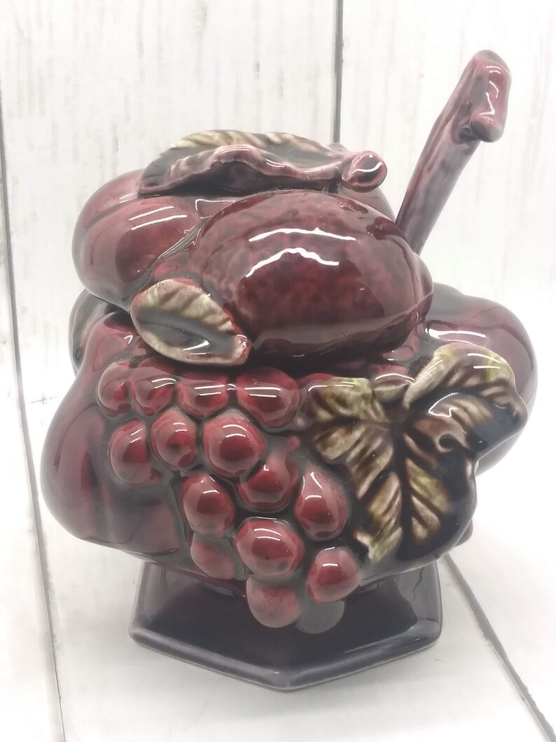 Vintage Jam/Jelly Jar w/ Spoon and Lid by INARCO Purple Fruit Etsy