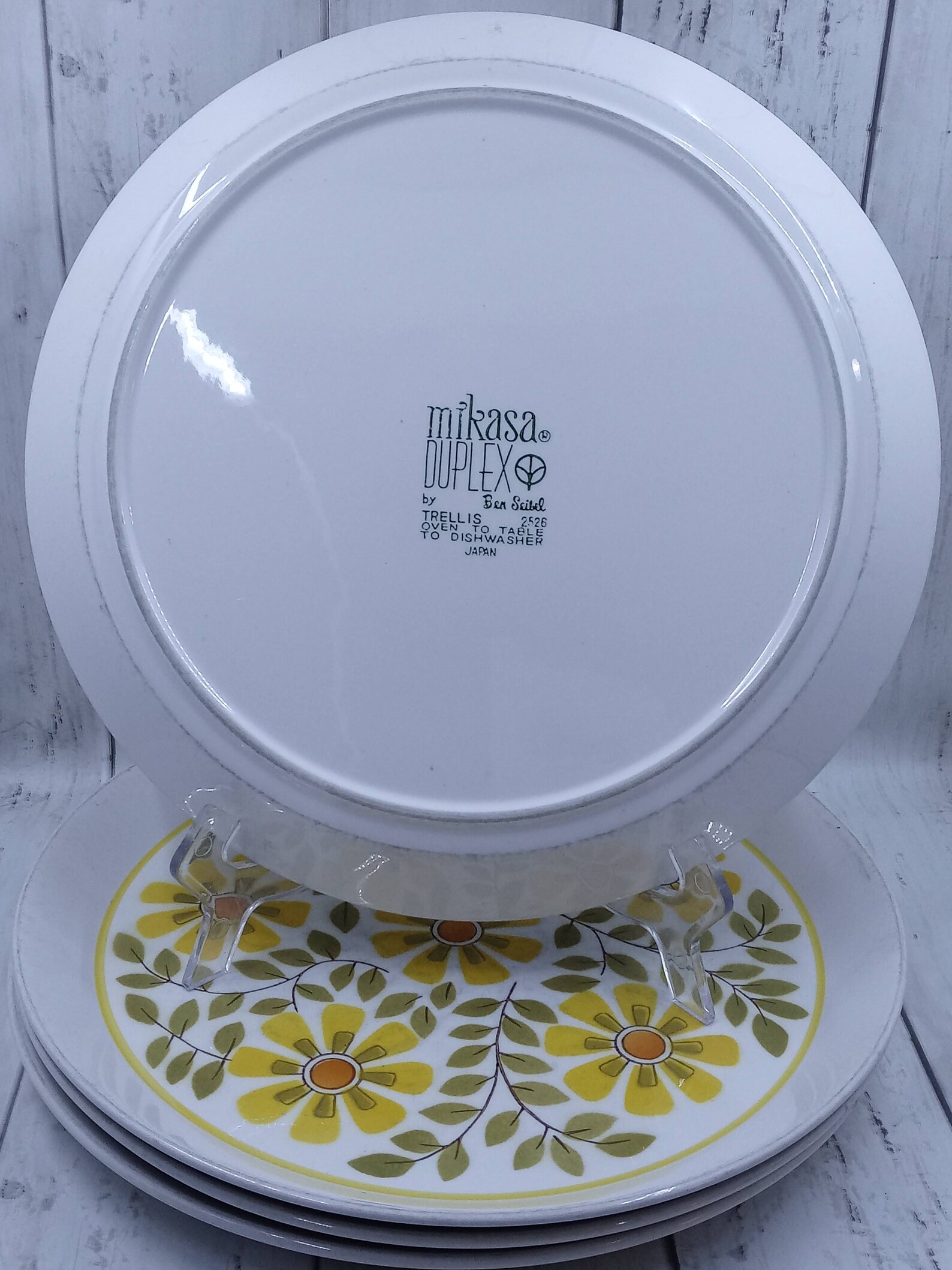 Vintage Mikasa Duplex Trellis Yellow Dinner Plates by Ben Etsy