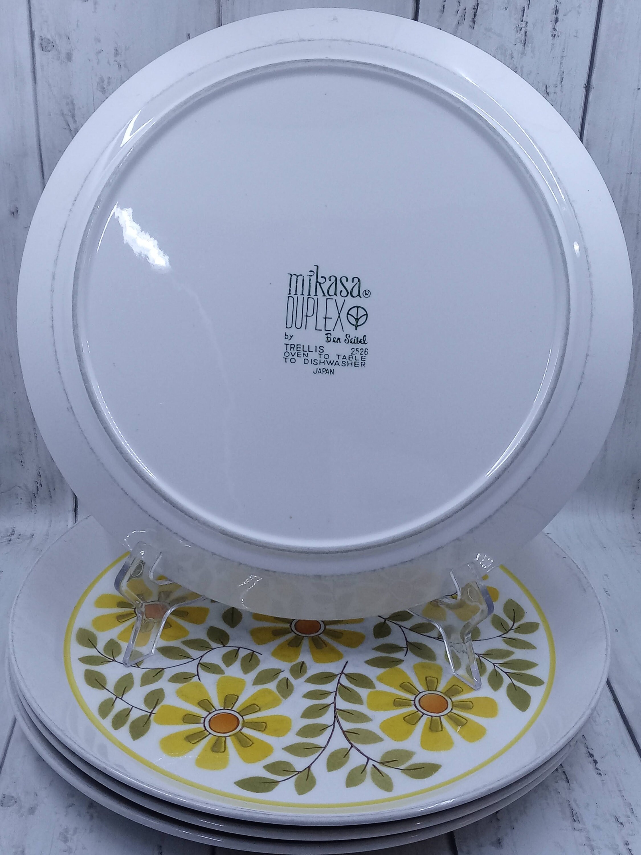 Vintage Mikasa Duplex Trellis Yellow Dinner Plates by Ben Etsy