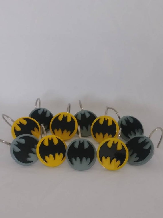 Batman Shower Curtain Rings Hooks Dc Comics Set Of 11 J Etsy