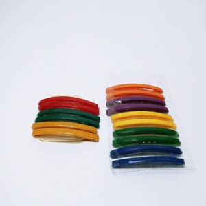 Vtg Hair Clips Colorful Plastic 3" Set of 8