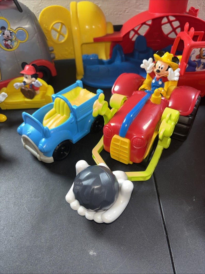 Mickey Mouse Clubhouse Playset Lot Firetruck RV Camper Farm Truck Jeep & Figures image 6