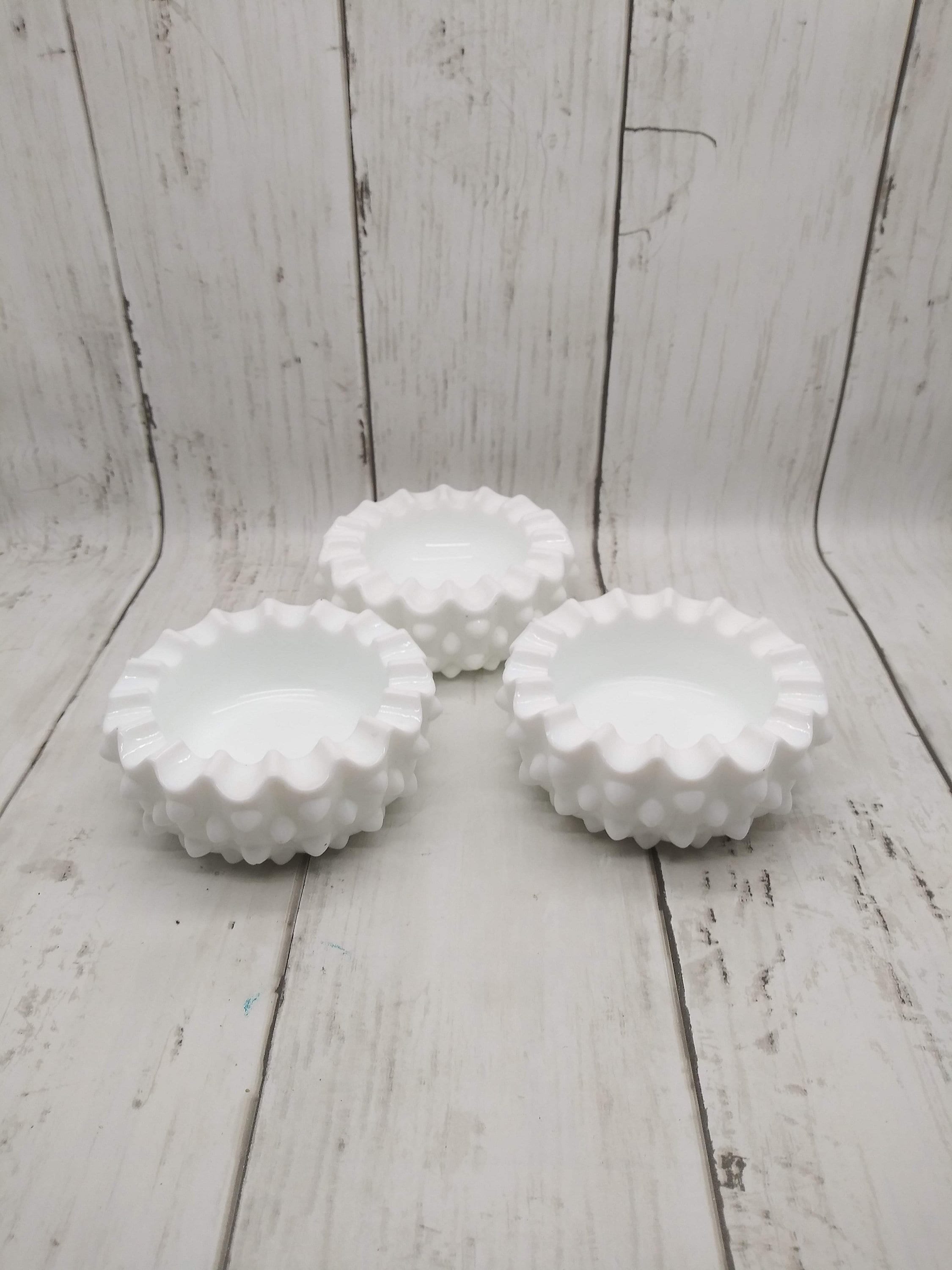 Hobnail Milk Glass Ashtrays Set of 3 White Round Ash Trays Etsy