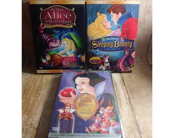Disney 2 Disc Sets Snow White Alice wonderland and Sleeping Beauty Set of 3