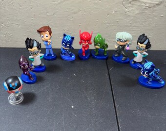 LOT of 10 PJ Masks Figures  Owlette Gekko Catboy Romeo Luna Connor Cake Toppers