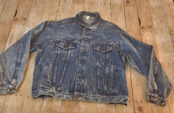 1980s Acid Wash Jean Denim Jacket Funky Vintage D… - image 1