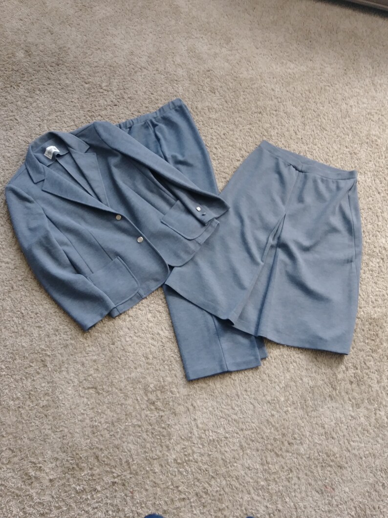 Vintage Cricket Lane Gray 3pc Suit Jacket Pants Skirt 1980/'s Women/'s Fashion Size 12 Made in USA ?