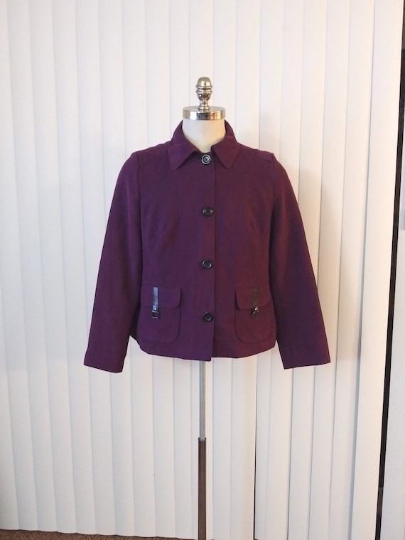 Purple Moleskin Jacket Vtg Studio Works Size 14P  