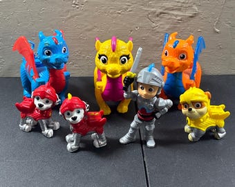 Paw Patrol Dragons & Rescue Knights Figures Lot Of 7