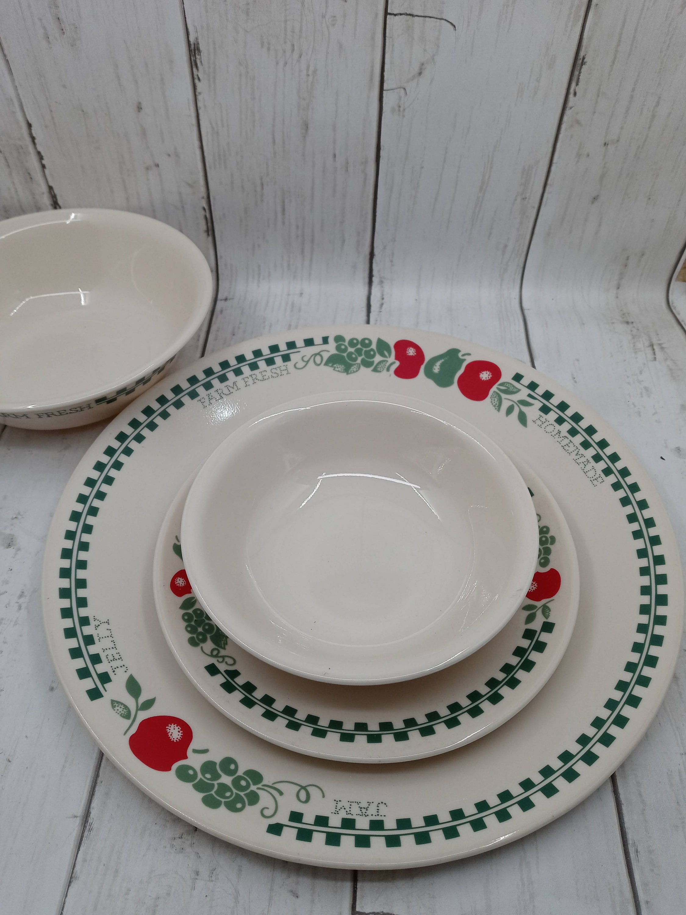 Vintage Corelle Farm Fresh By Corning Dinnerware Checked Band Etsy