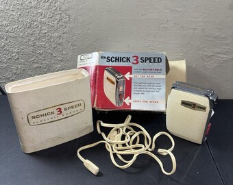 Vtg Schick 1960’s 3-Speed Electric Razor Complete In Case Untested