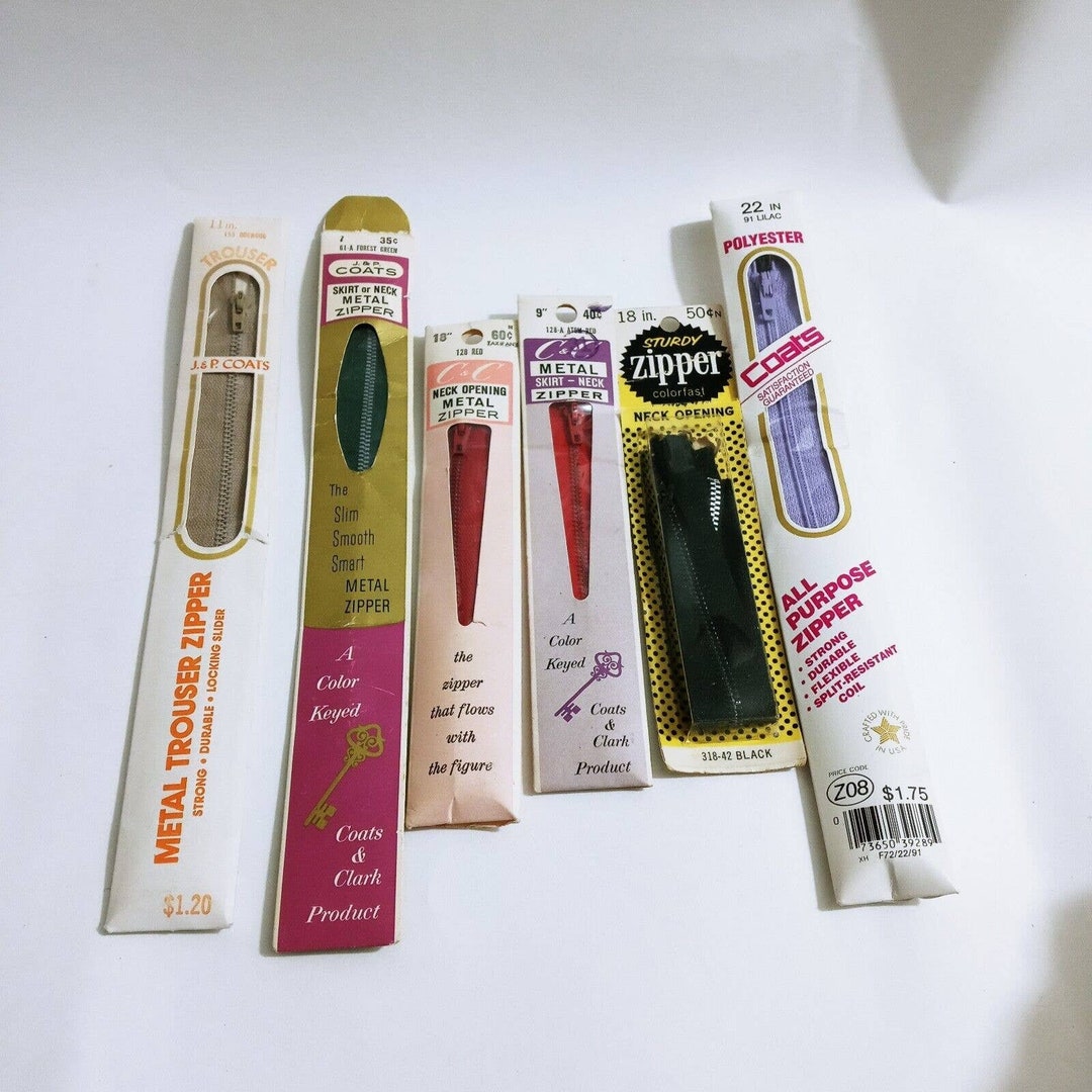 Vtg Metal Zippers New USA Made Assorted Brands & Colors Set