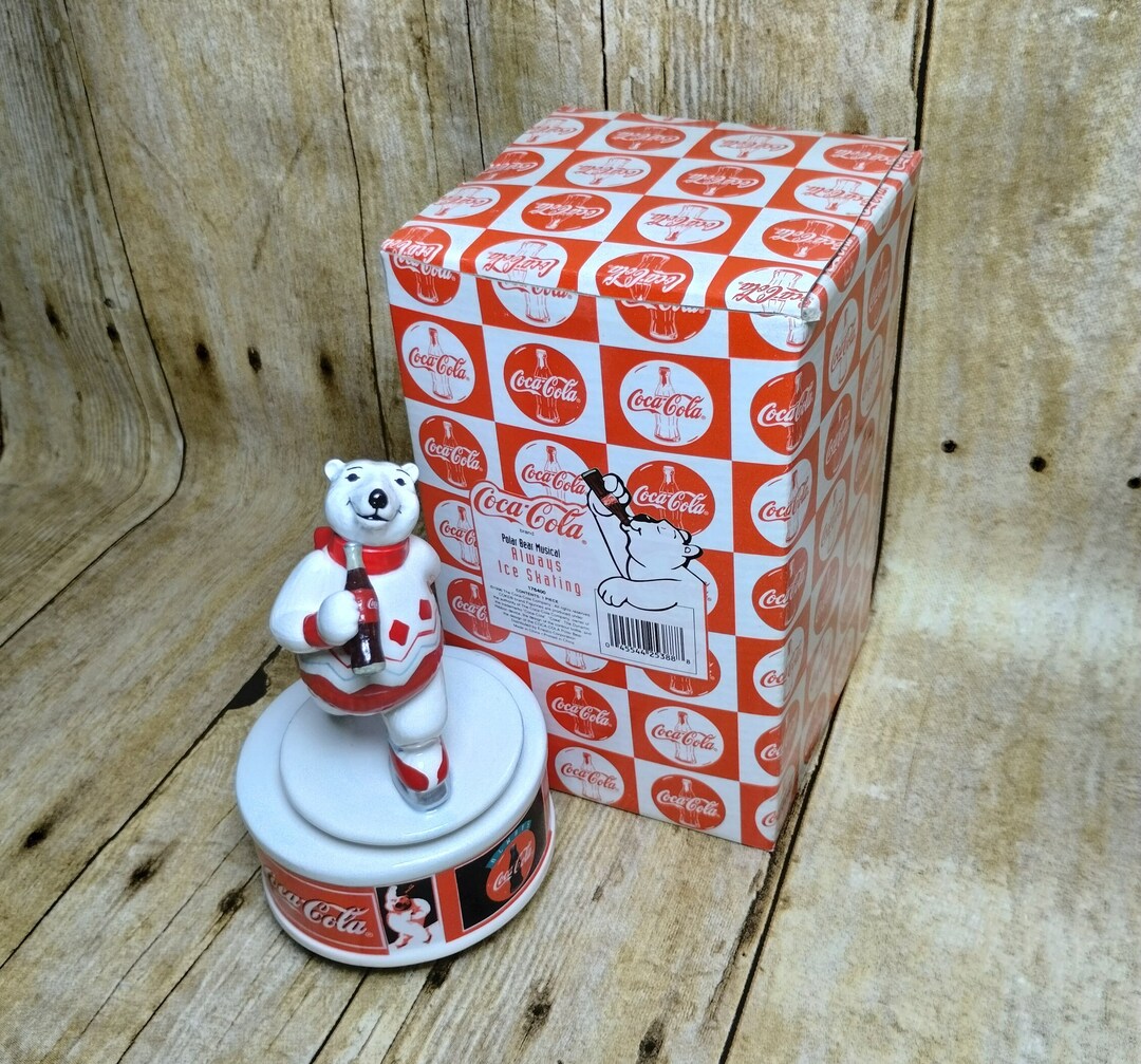 Vtg Coca Cola Polor Bear Ice Skating Music Box box Su2 Etsy