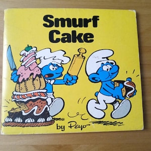 Vintage Smurf cake van Peyo Childrens Story Book (bb4)