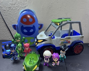 11pc PJ Masks Jeep Cars Clubhouse & Figures Sounds Work
