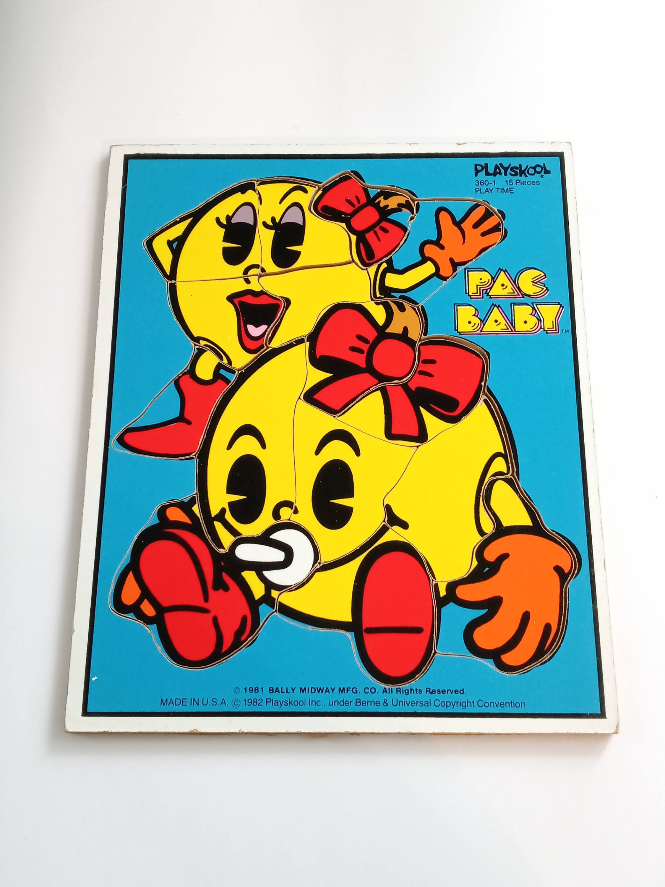 Vintage Playskool Wood Pac-man Puzzle 15 Pc Baby Pac & Mrs. - Etsy