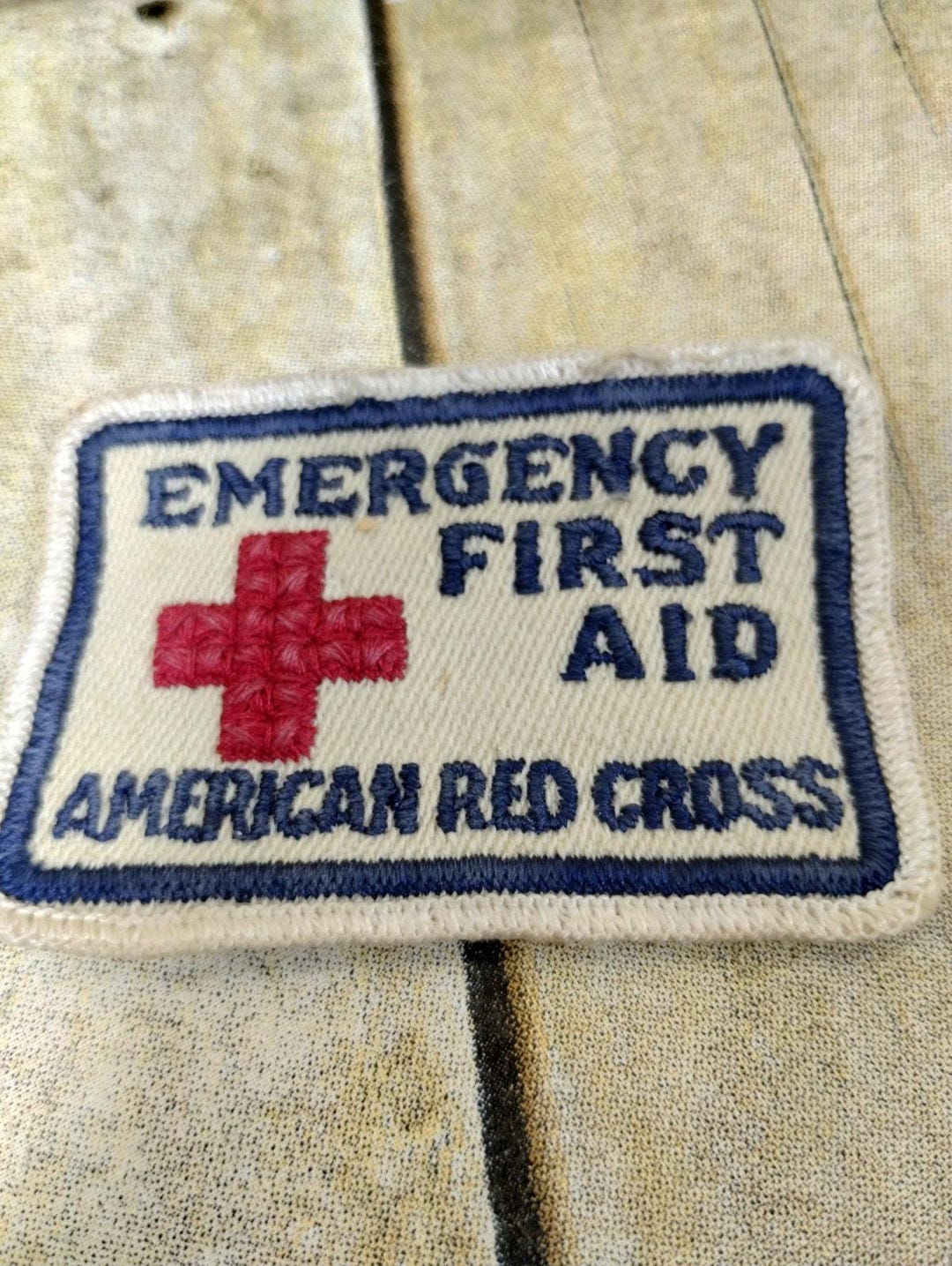Red First Aid Patch Vtg American Red Cross First Aid Instructor Patch Embroidered 2.5” Long ...