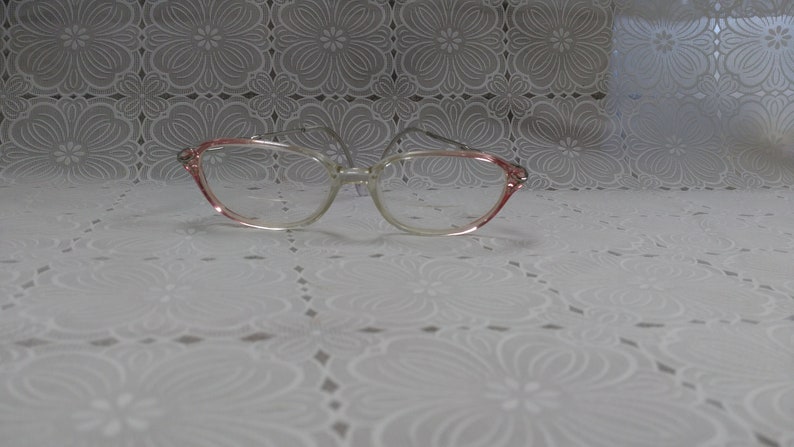 Vintage Girls Child's Eyeglasses Pink Edges Silver Sides with Infinity Symbol 1980's For Frames Only EB image 4