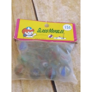 Vintage Glass Marbles & Shooter Game New