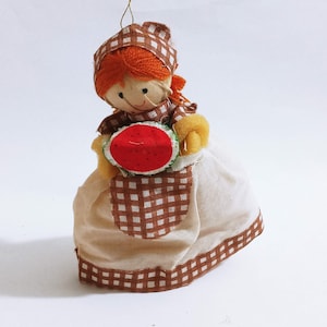 Vintage Country Store Home Lady Clerk Shop Keeper Tree Ornament w/ Watermelon Holiday Decoration (z)
