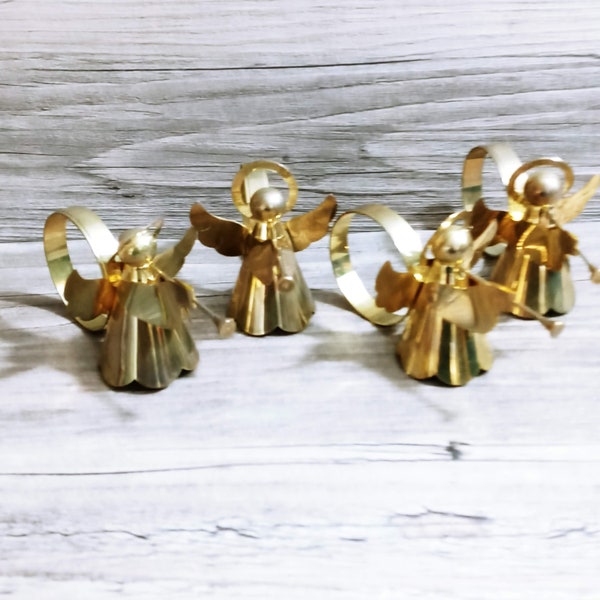 Trumpeting Angels 4 Napkin Rings/ Holders Set of 4 Copper Angels (cb1)