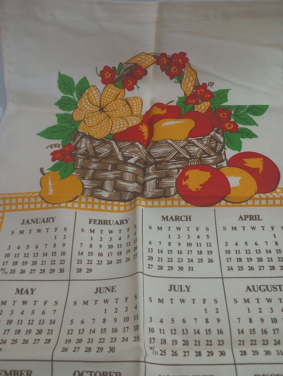 Vintage Linen 1988 Calendar Tea Towel Wicker Fruit Basket Yellow Plaid Bow  Flowers Apples Pears Kitchen Decoration lb - Etsy