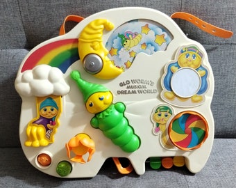 VTG Playskool Glo Worms Musical Traumwelt 1985 Krippenspielzeug (hsu)