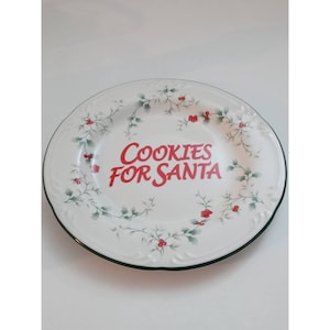 Vintage Christmas Santa&#39;s Cookie Dish Pfaltzgraff Winterberry (cb5)