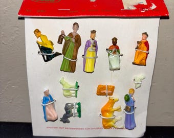 Miniature Nativity Set Vintage Plastic SSCO Micro In Original Packaging