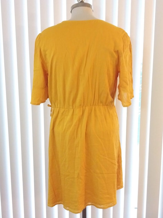 Vintage Yellow Wrap Dress Size XL Short Sleeves L… - image 4