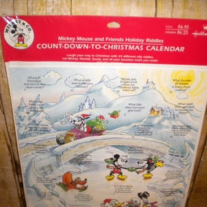 Vintage Hallmark Mickey Mouse and Friends Holiday Riddles Count-Down To Christmas Calendar New Old Stock (shelf)