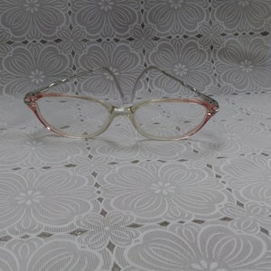 Vintage Girls Child's Eyeglasses Pink Edges Silver Sides with Infinity Symbol 1980's For Frames Only EB image 3