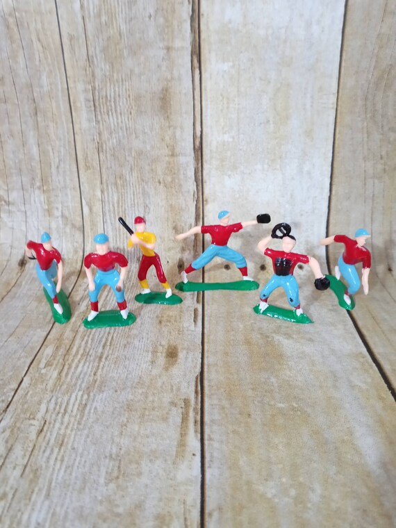 Vintage Baseball Players Cake Toppers Set of 6 Plastic Figures Etsy