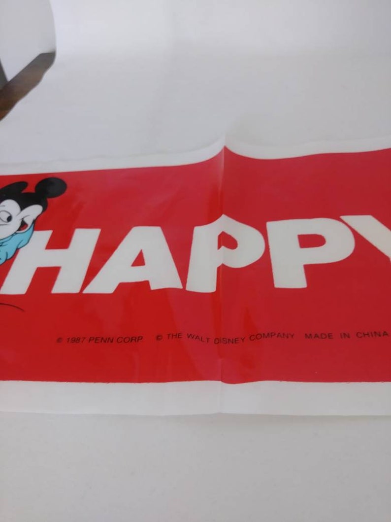 Vtg Disney Mickey & Friends Happy Birthday Banner Donald Duck Minnie Mouse Goofy Plastic Party Supplies (5) image 9