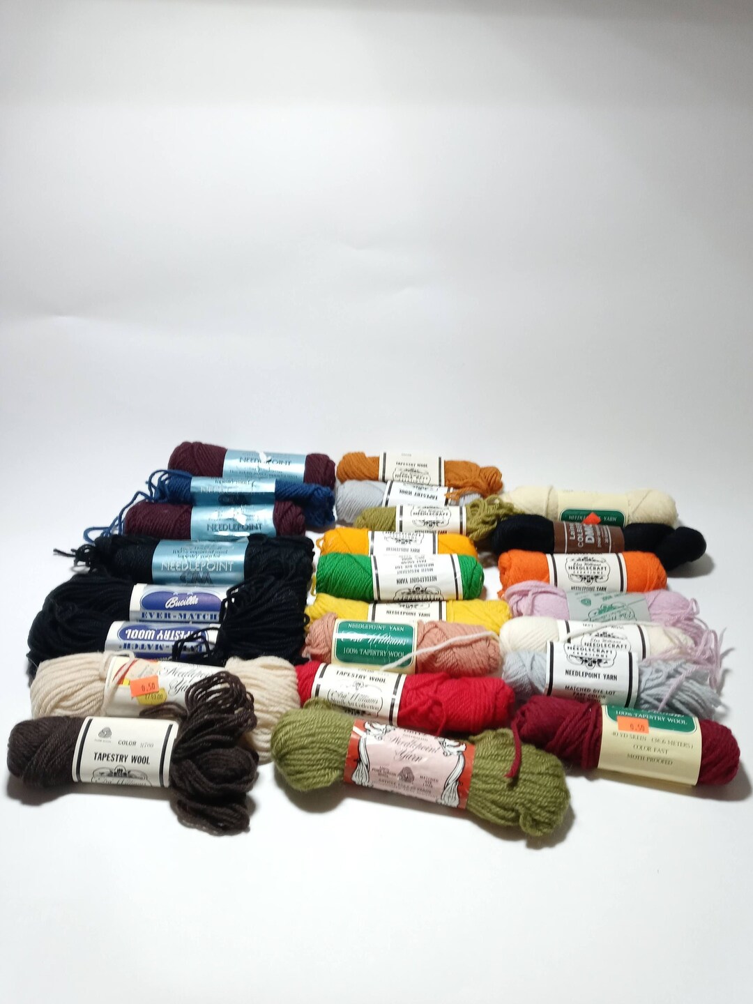 Crewel Needlepoint Wool Yarn 12 Rolls Assorted Colors 3ply bin7 Etsy