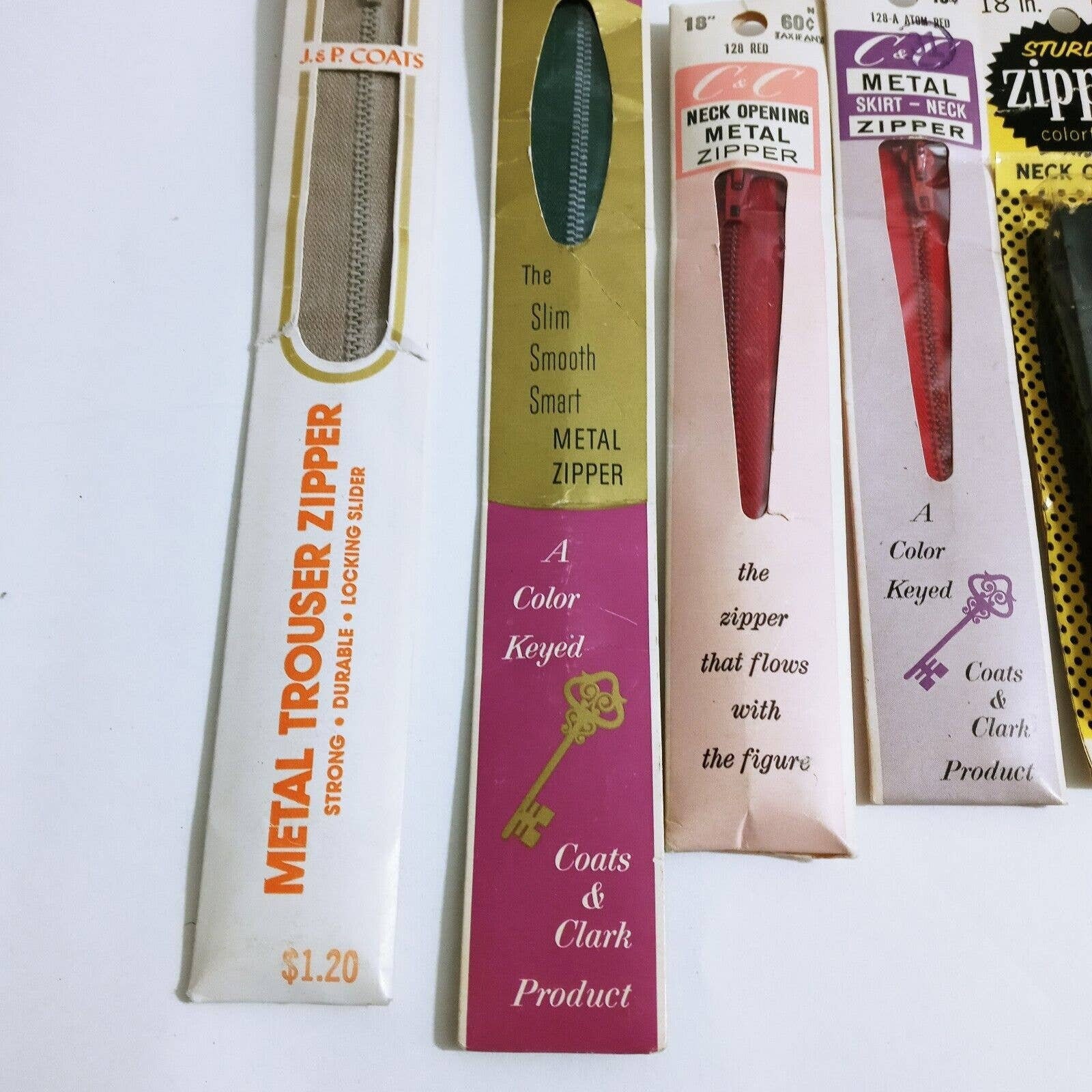 Vtg Metal Zippers New USA Made Assorted Brands & Colors Set