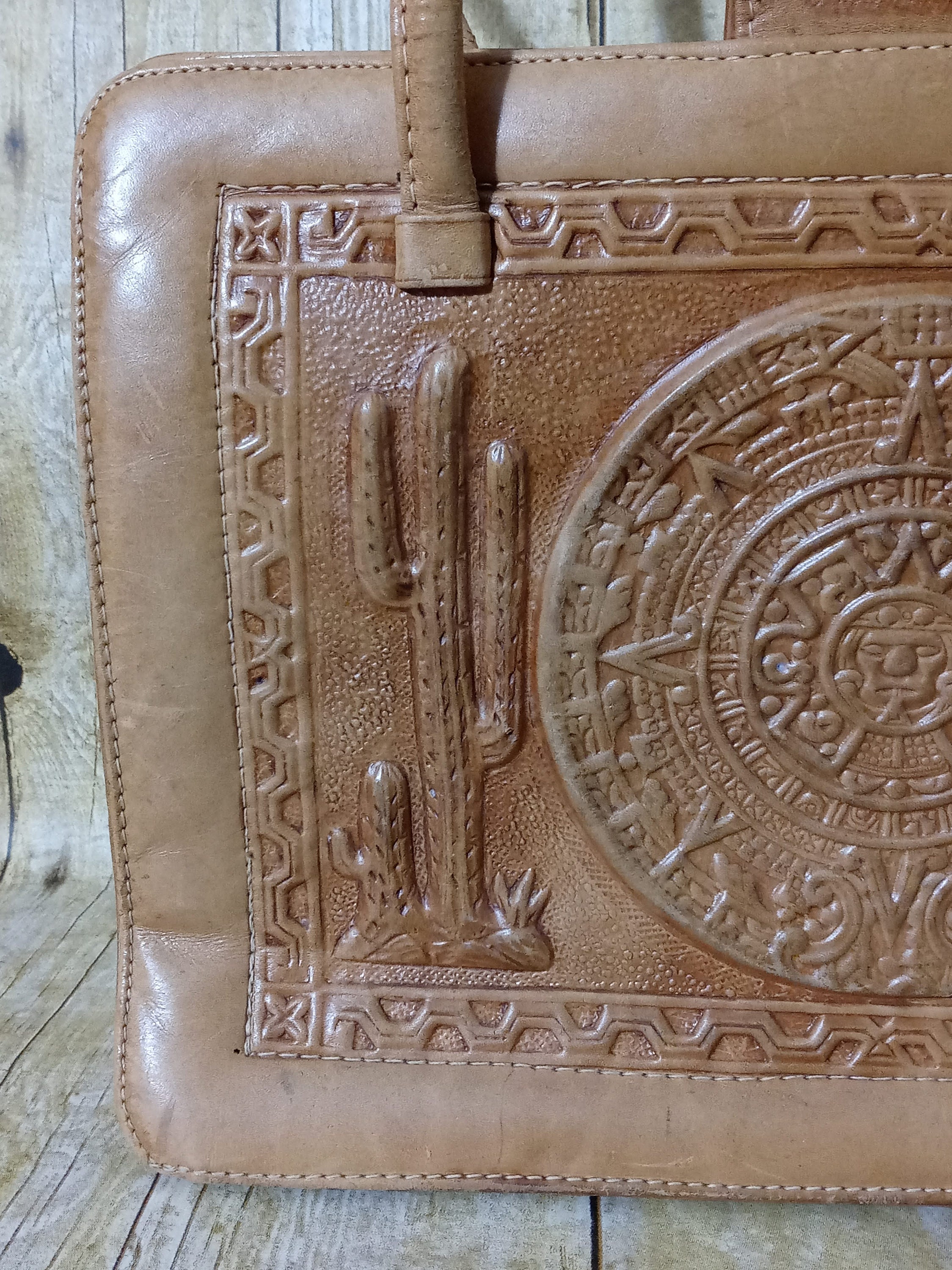 Vintage Mexican Leather Aztec Bullfighter & Bull Handbag Hecho Etsy