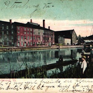 RPPC Libby Prison Richmond VA Cannal Dock Sailboats Kinder Postkarte